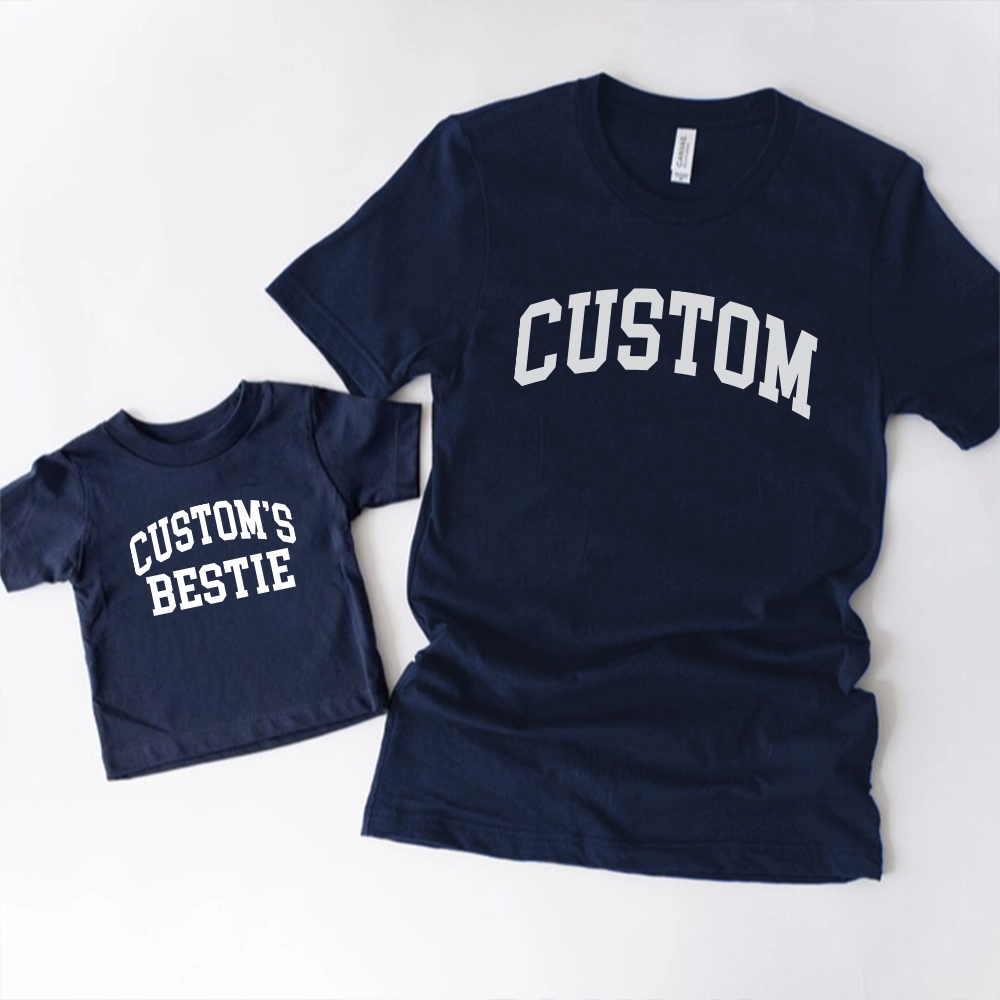 Personalised Bestie College Matching Navy T-Shirts Grandparent Clothing - grandma outfits sale