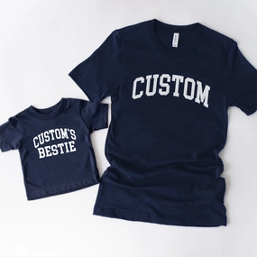 Personalised Bestie College Matching Navy T-Shirts Grandparent Clothing - grandma outfits sale