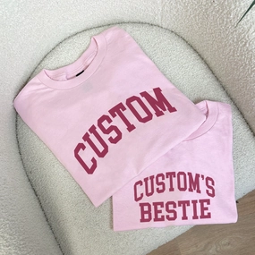 Personalised Bestie College Matching Pink T-Shirts Grandparent Clothing - grandma outfits sale