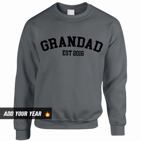 Personalised Grandad Established Sweatshirt (MRK X) Grandparent Clothing - grandma outfits sale