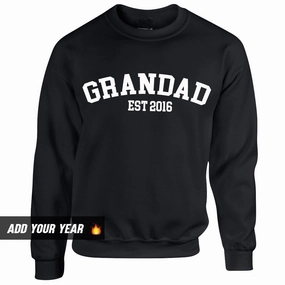 Personalised Grandad Established Sweatshirt (MRK X) Grandparent Clothing - grandma outfits sale