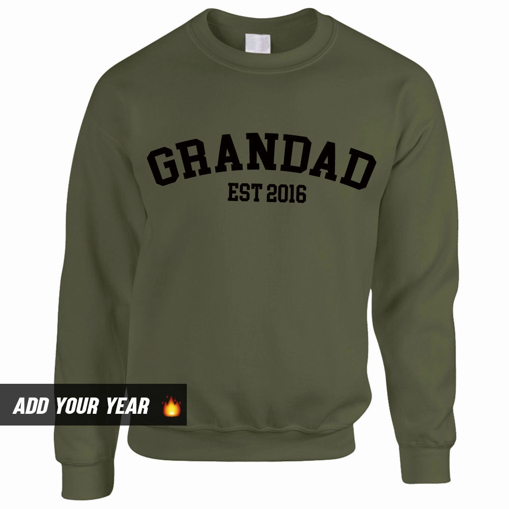 Personalised Grandad Established Sweatshirt (MRK X) Grandparent Clothing - grandma outfits sale