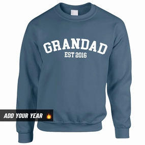 Personalised Grandad Established Sweatshirt (MRK X) Grandparent Clothing - grandma outfits sale