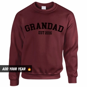 Personalised Grandad Established Sweatshirt (MRK X) Grandparent Clothing - grandma outfits sale