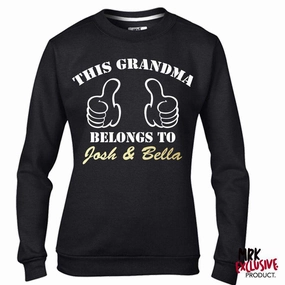 Personalised Grandma Belongs To Black/Gold Sweater (MRK X) Grandparent Clothing - grandpa clothes outlet