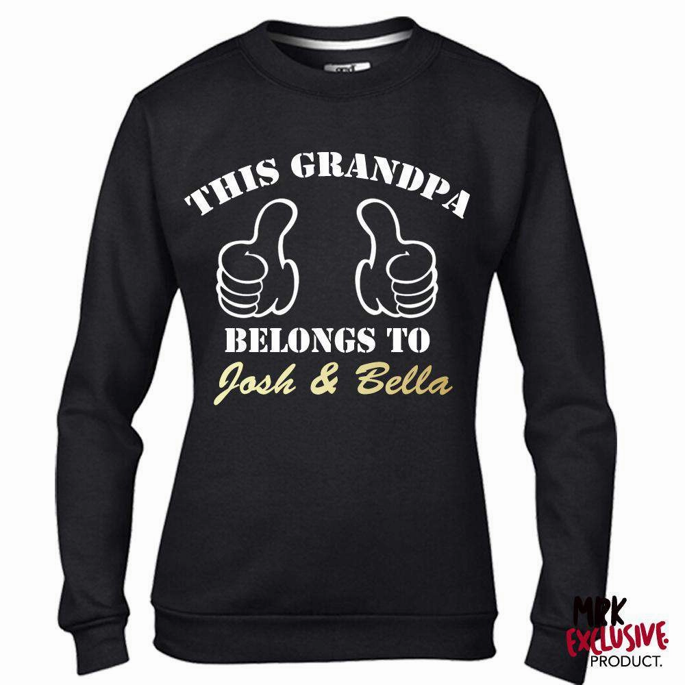 Personalised Grandpa Belongs To Black Sweater (MRK X) Grandparent Clothing - grandpa clothes outlet