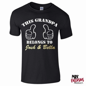 Personalised Grandpa Belongs To Black Tee (MRK X) Grandparent Clothing - grandpa clothes outlet