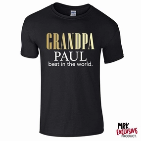 Personalised Grandpa Best In The World Black Tee (MRK X) Grandparent Clothing - grandpa clothes outlet