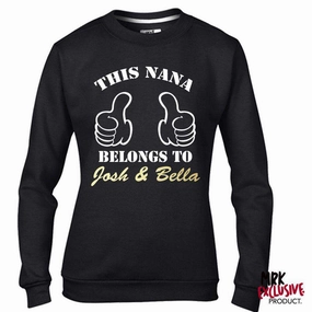 Personalised Nana Belongs To Black/Gold Sweater (MRK X) Grandparent Clothing - grandpa clothes outlet