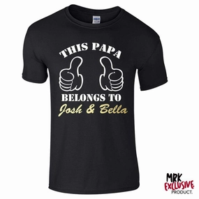 Personalised Papa Belongs To Black Tee (MRK X) Grandparent Clothing - grandpa clothes outlet