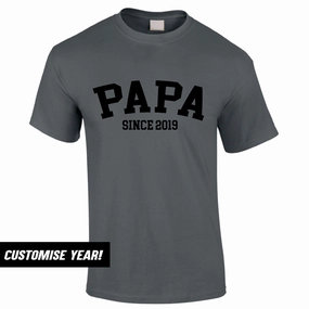 Personalised Papa Since T-Shirt (MRK X) Grandparent Clothing - grandpa clothes outlet