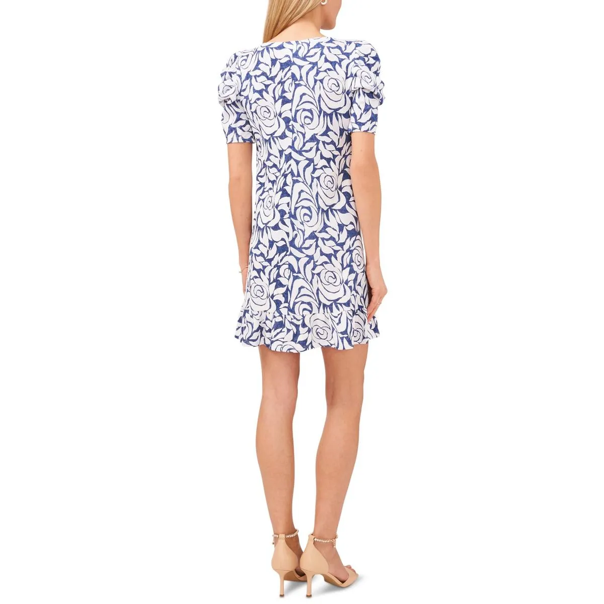 Petites Womens Textured Mini Sheath Dress