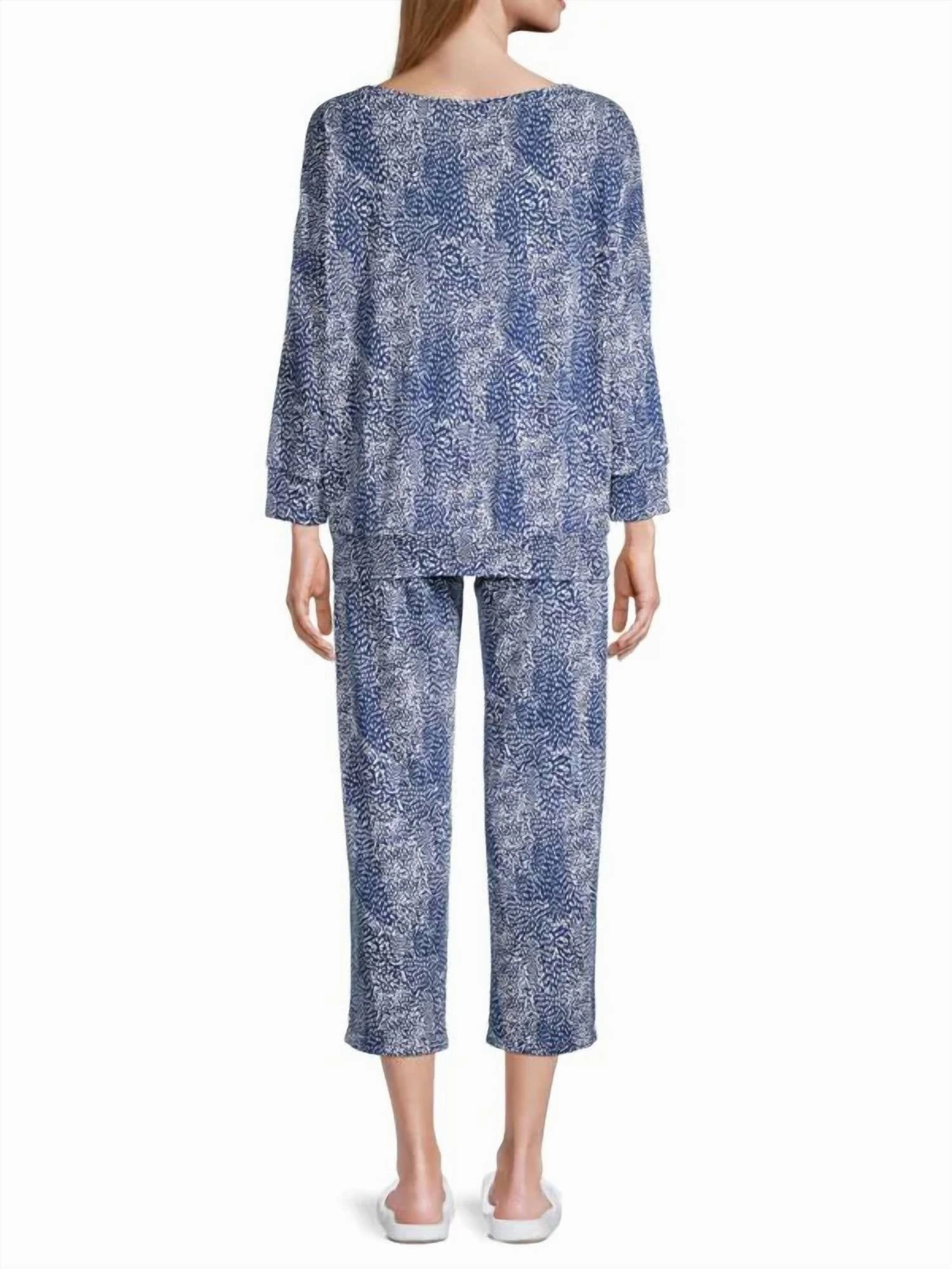 Piper Collection Pajama Set In Blue Print
