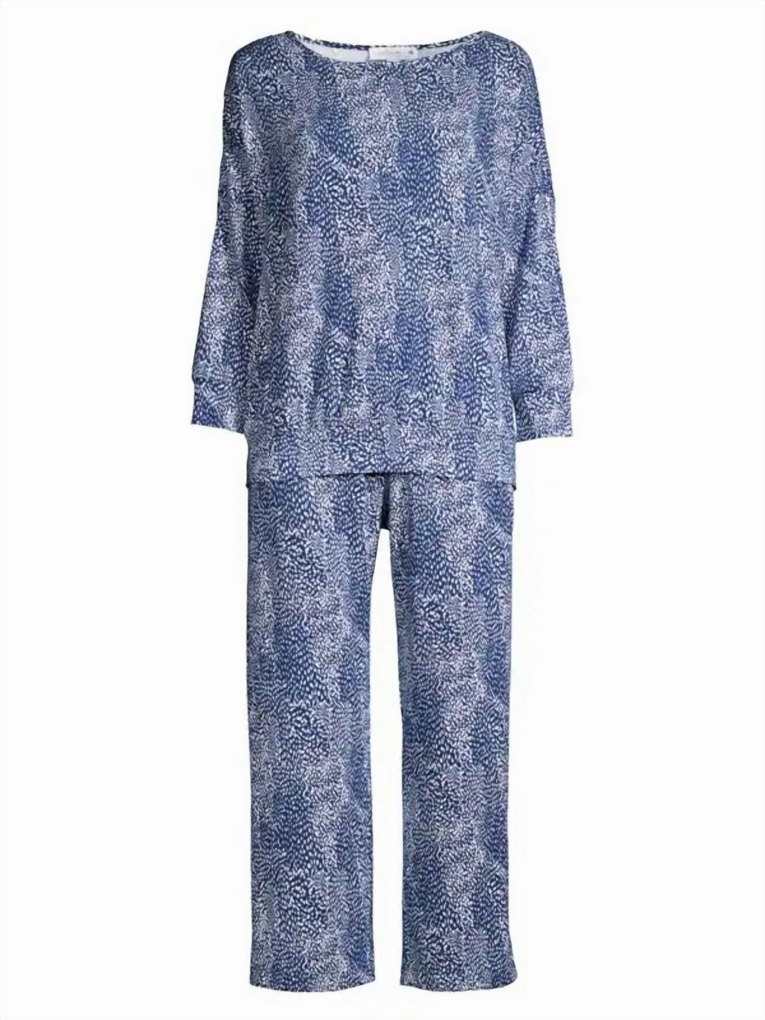 Piper Collection Pajama Set In Blue Print