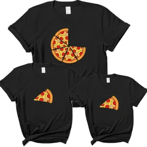 Pizza & 2 Slices Family Matching Black T-Shirts maternity dresses promo