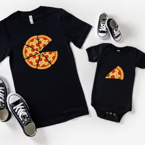 Pizza & Slice Matching Black T-Shirt/Bodysuits nursing tops best deals