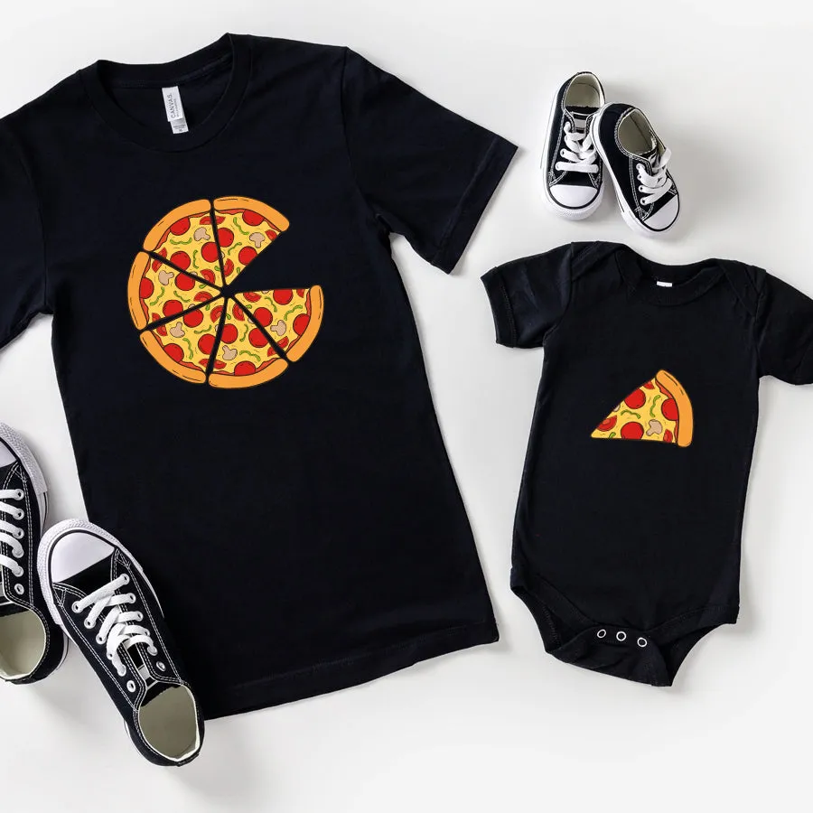 Pizza & Slice Matching Black T-Shirt/Bodysuits nursing tops best deals