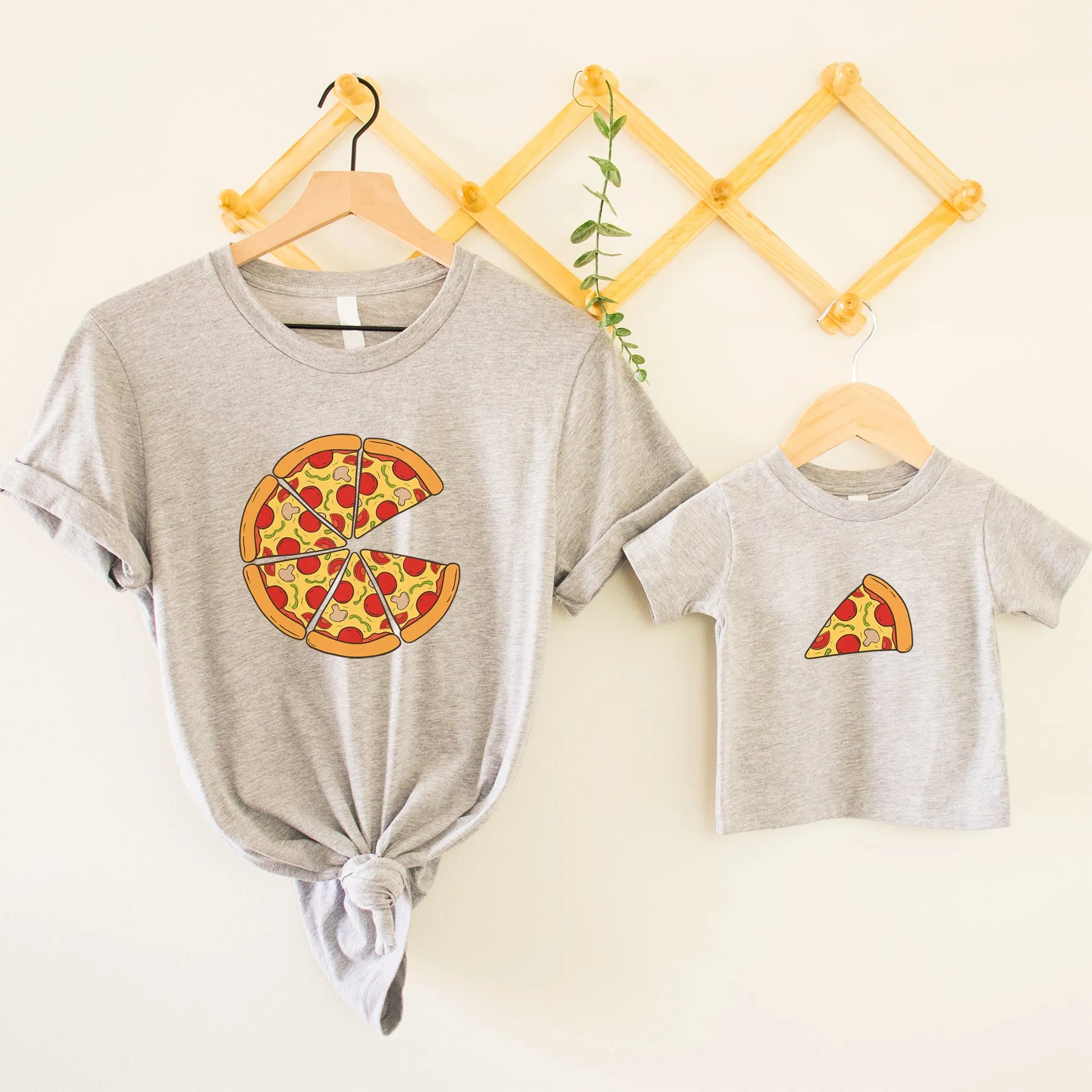Pizza & Slice Matching Heather Grey T-Shirts nursing tops best deals