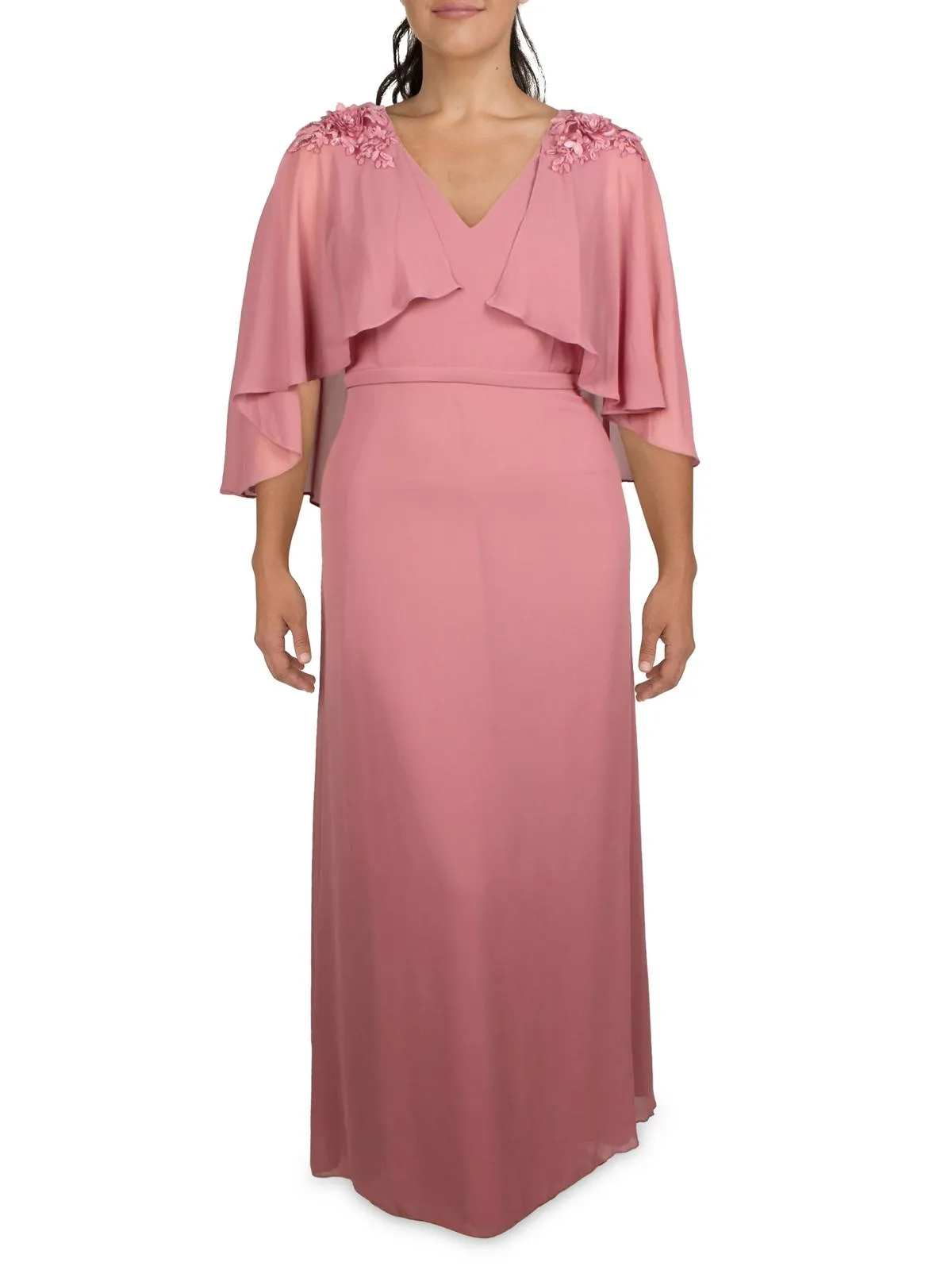 Plus Womens Chiffon Sequined Evening Dress