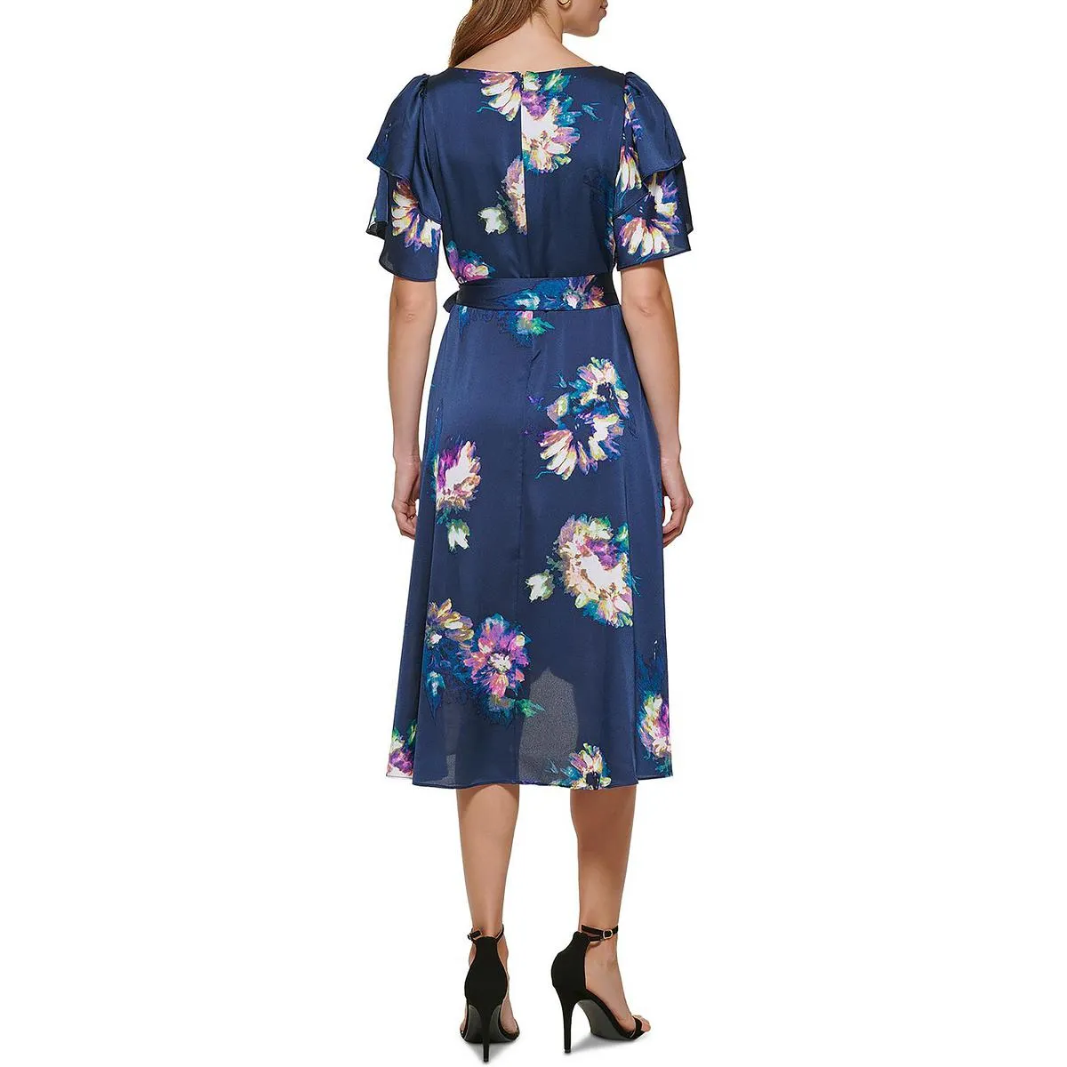 Plus Womens Floral Hi-Low Wrap Dress