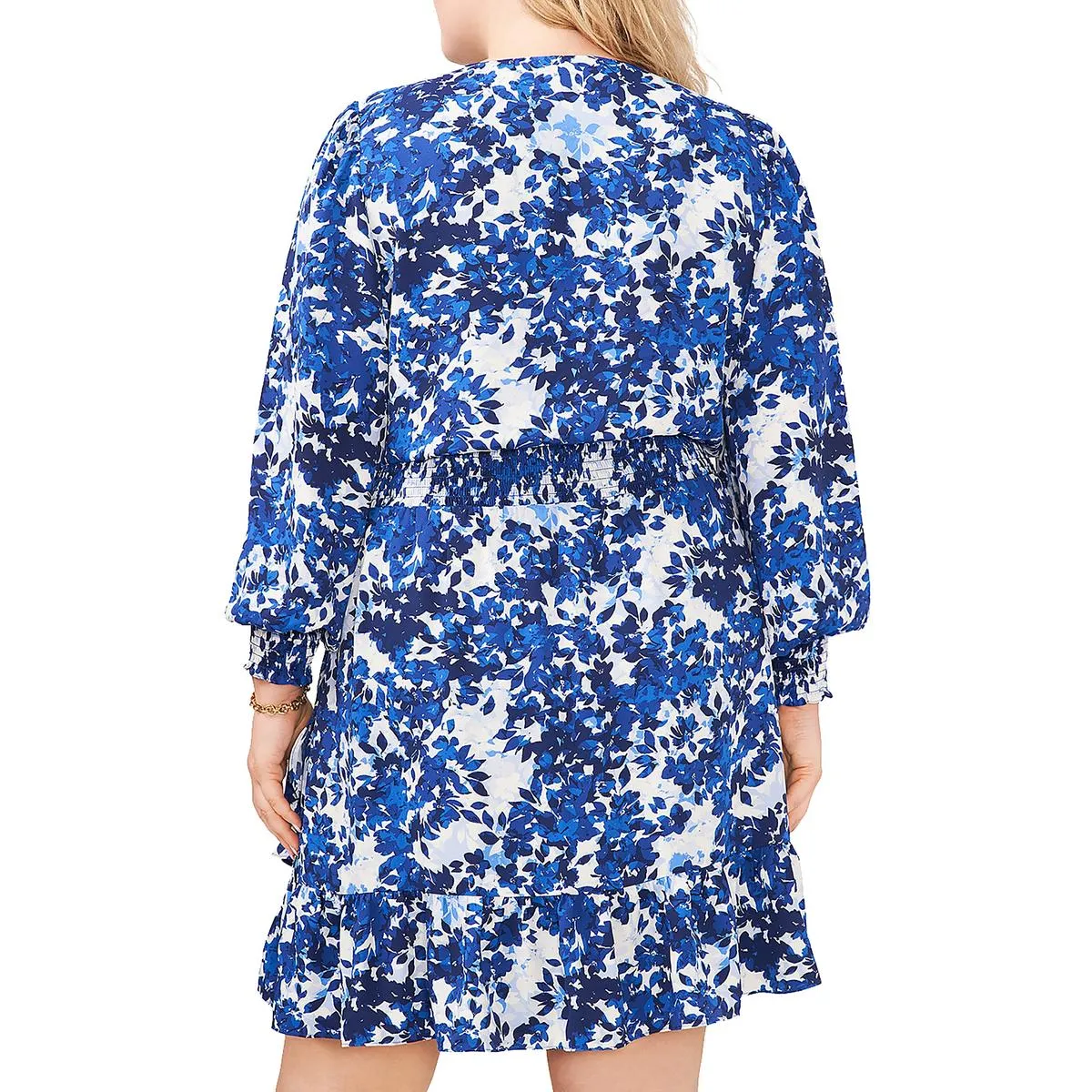 Plus Womens Floral Print Polyester Midi Dress