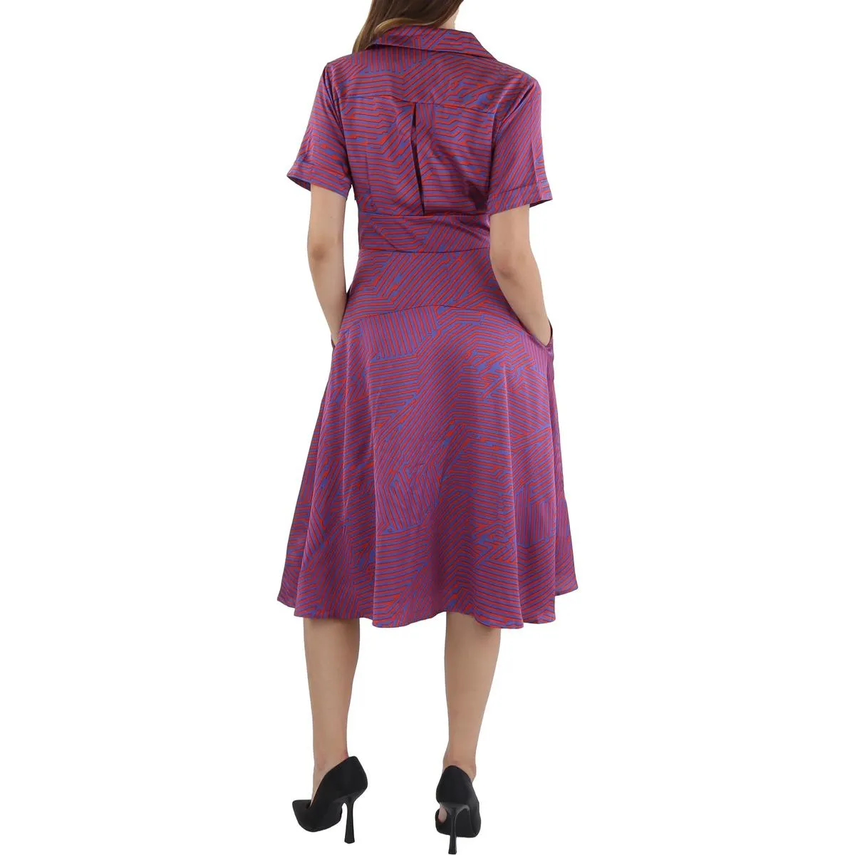 Plus Womens Printed Polyester Midi Dress