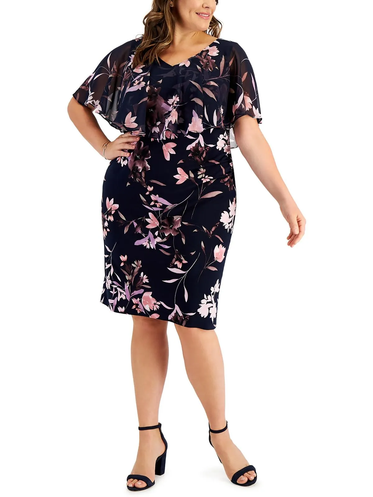 Plus Womens Ruffled Mini Mini Dress