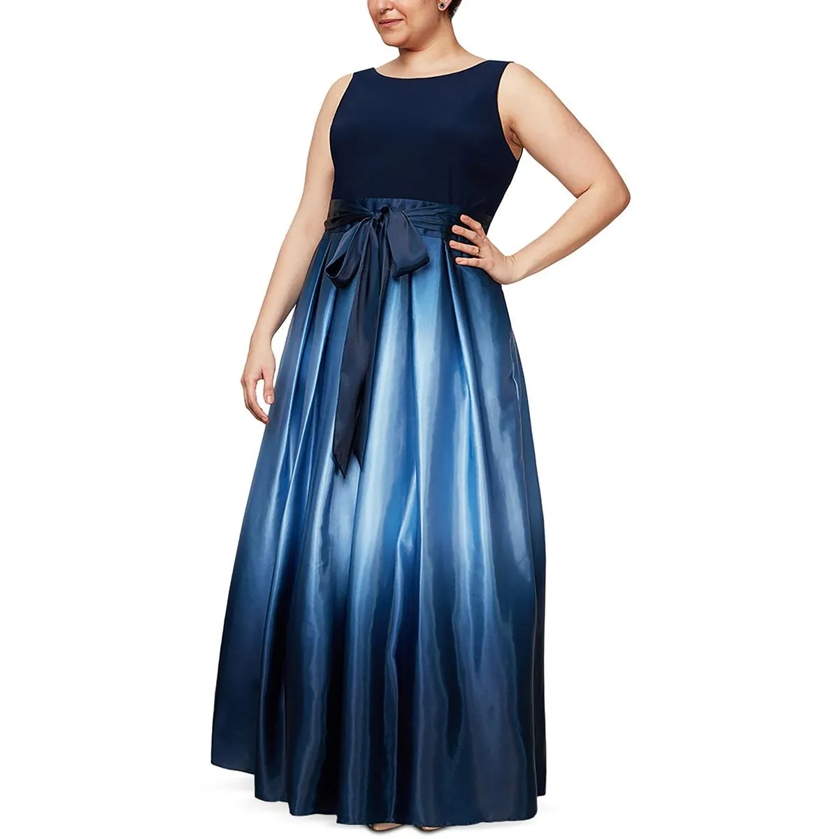 Plus Womens Satin Sleeveless Formal Dress