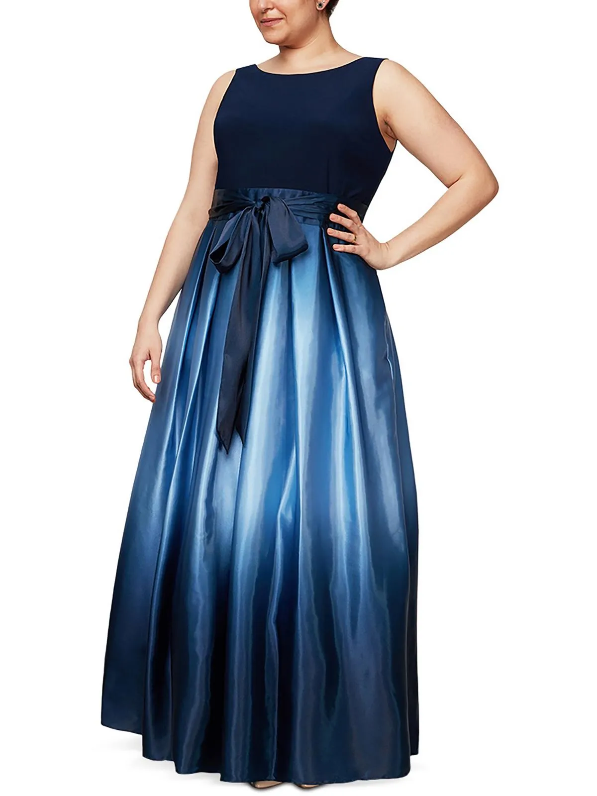 Plus Womens Satin Sleeveless Formal Dress