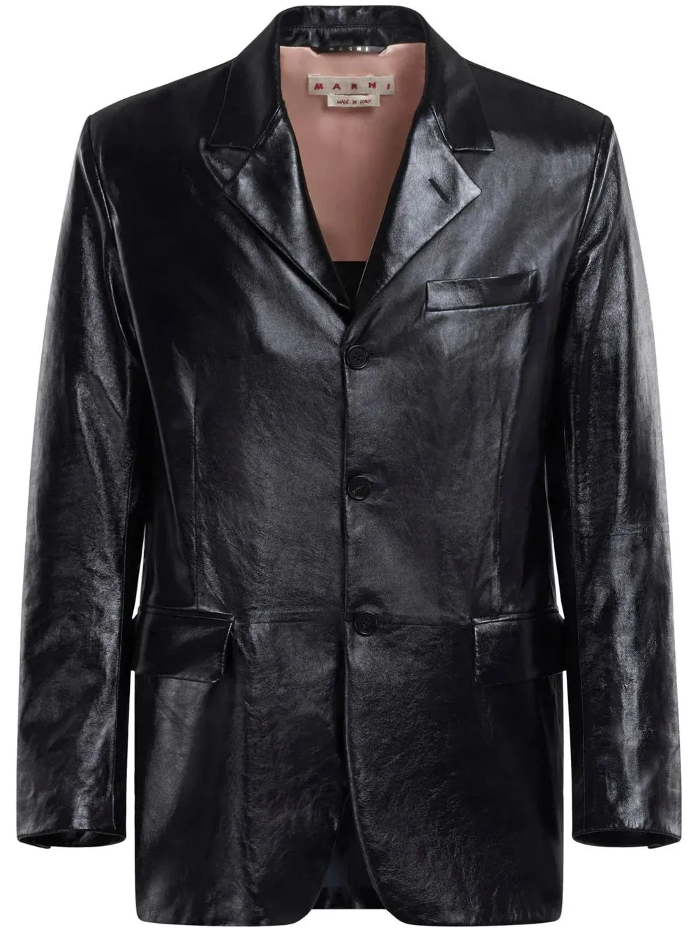 Polished-Finish Leather Jacket winter jackets clearance
