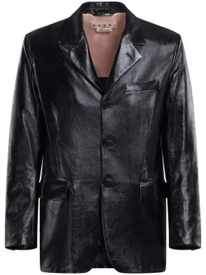 Polished-Finish Leather Jacket winter jackets clearance