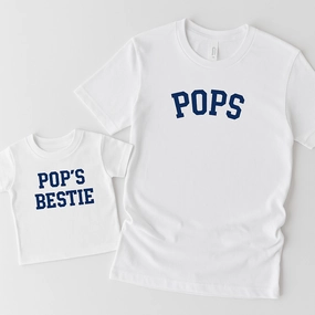 Pops & Pop's Bestie Matching T-Shirts Grandparent Clothing - grandma outfits sale