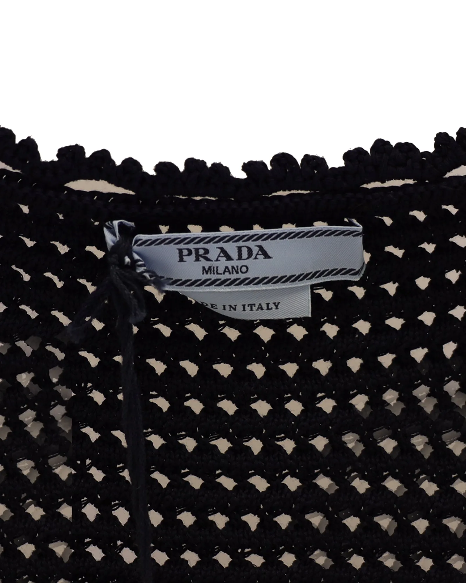 Prada Sleeveless Crochet Dress in Navy Blue Cotton Wool