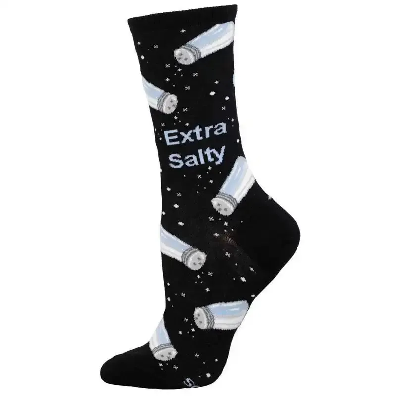 Deal On 66%Off Cheap Price Drop 'Extra Salty' Women's printed socks For Streaming with wholesale price, bottom price, all these Items are available in many styles and colors.