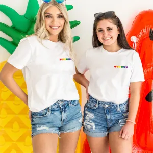 Pride Rainbow Love Heart Pocket Logo Matching T-Shirt - White maternity dresses promo