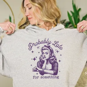 Probably Late Retro Graphic Women's Heather Grey Hoodie postpartum clothes sale
