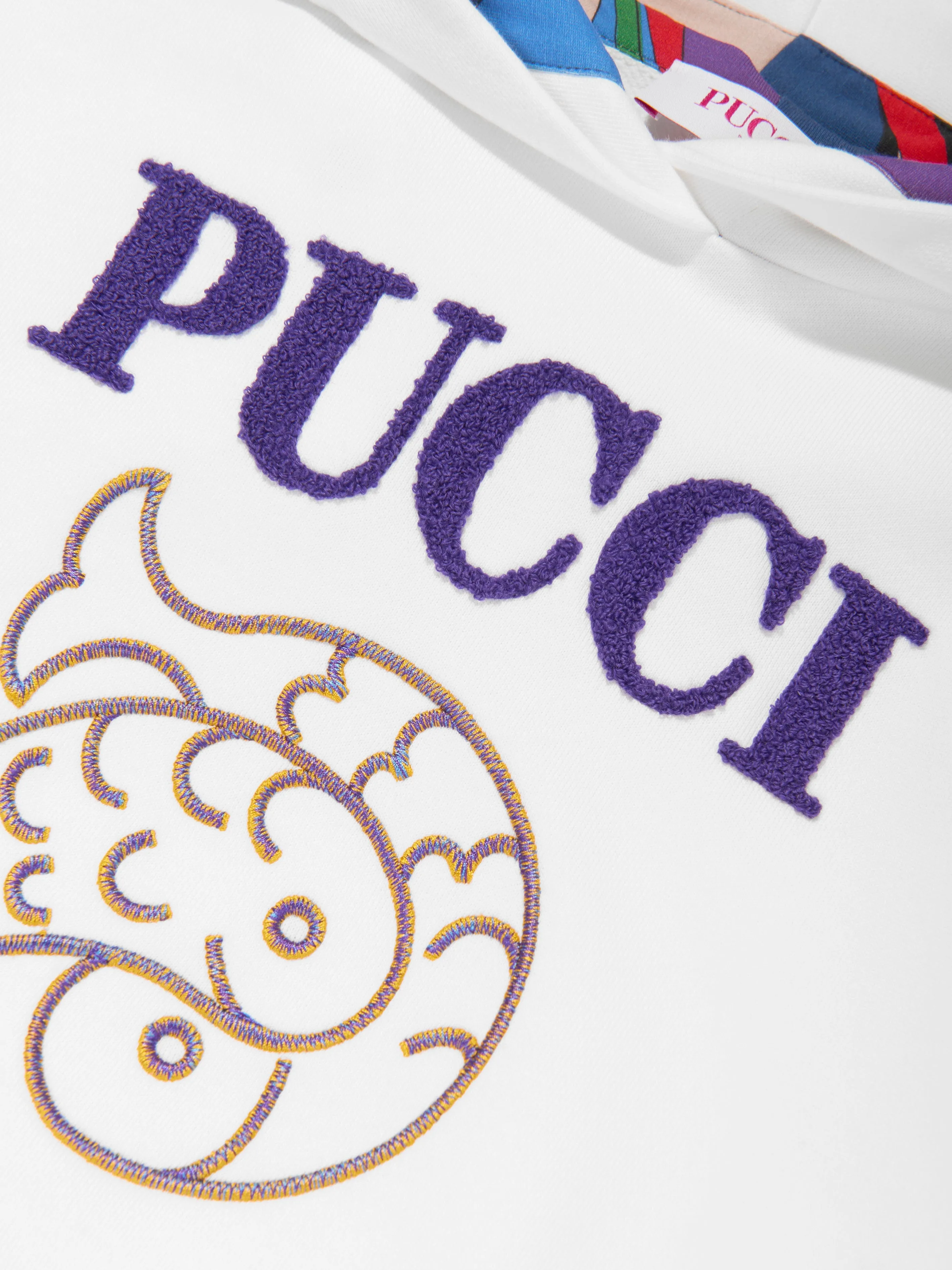 Pucci Girls Logo Hoodie in Elfenbein