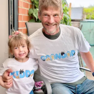 Puppy Dog Grandad and Kiddo Matching White T-Shirts mens dad clothes online