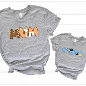 Puppy Dog Mum & Kiddo Matching Grey T-Shirts discount mum dresses