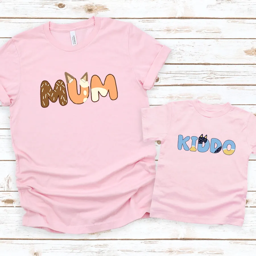 Puppy Dog Mum & Kiddo Matching Pink T-Shirts nursing tops best deals