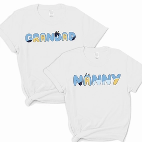 Puppy Dog Grandparents- Nanny & Grandad T-Shirts White Grandparent Clothing - grandpa clothes outlet
