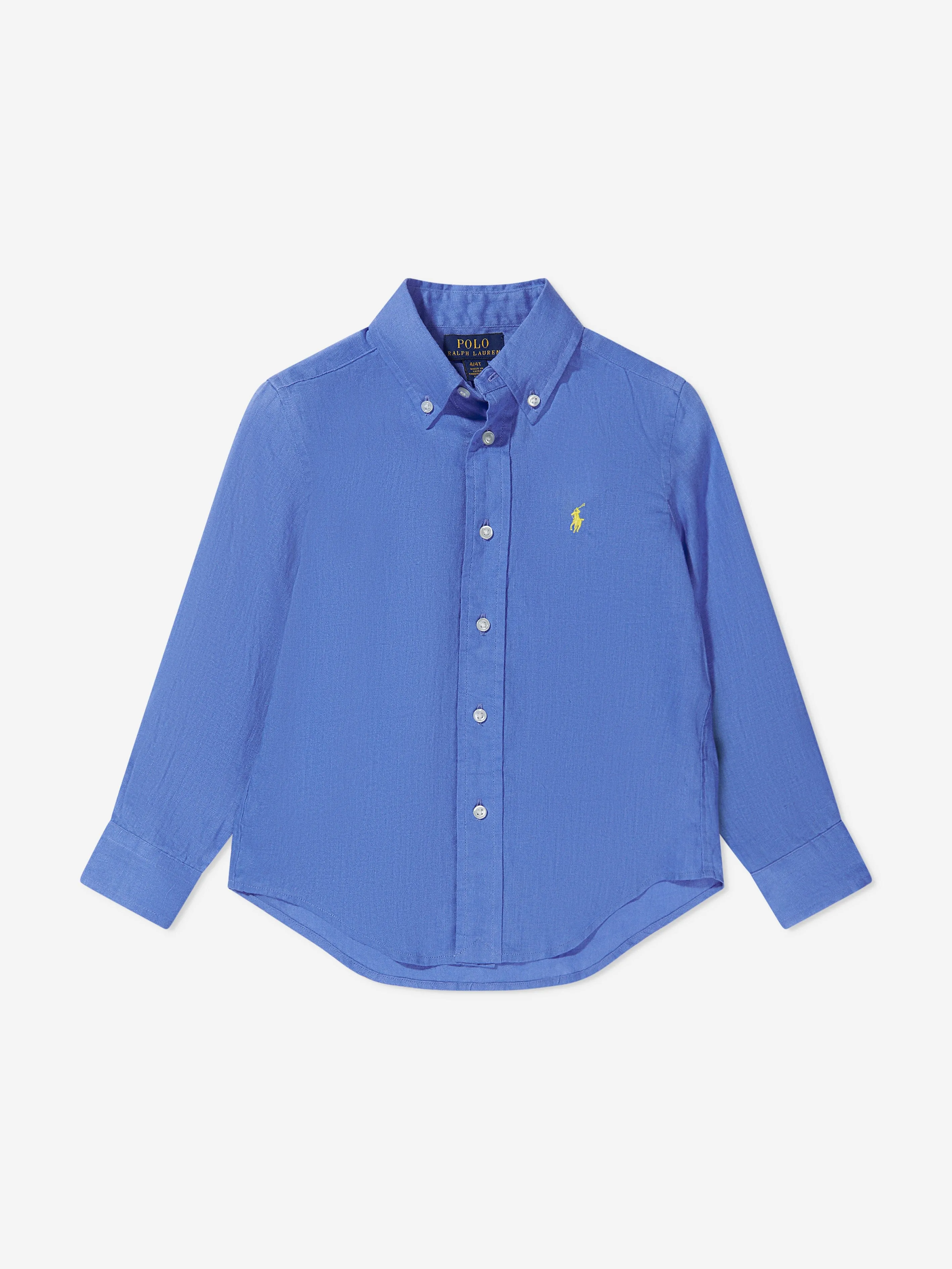 Ralph Lauren Jungen Leinen Logo Hemd in Blau