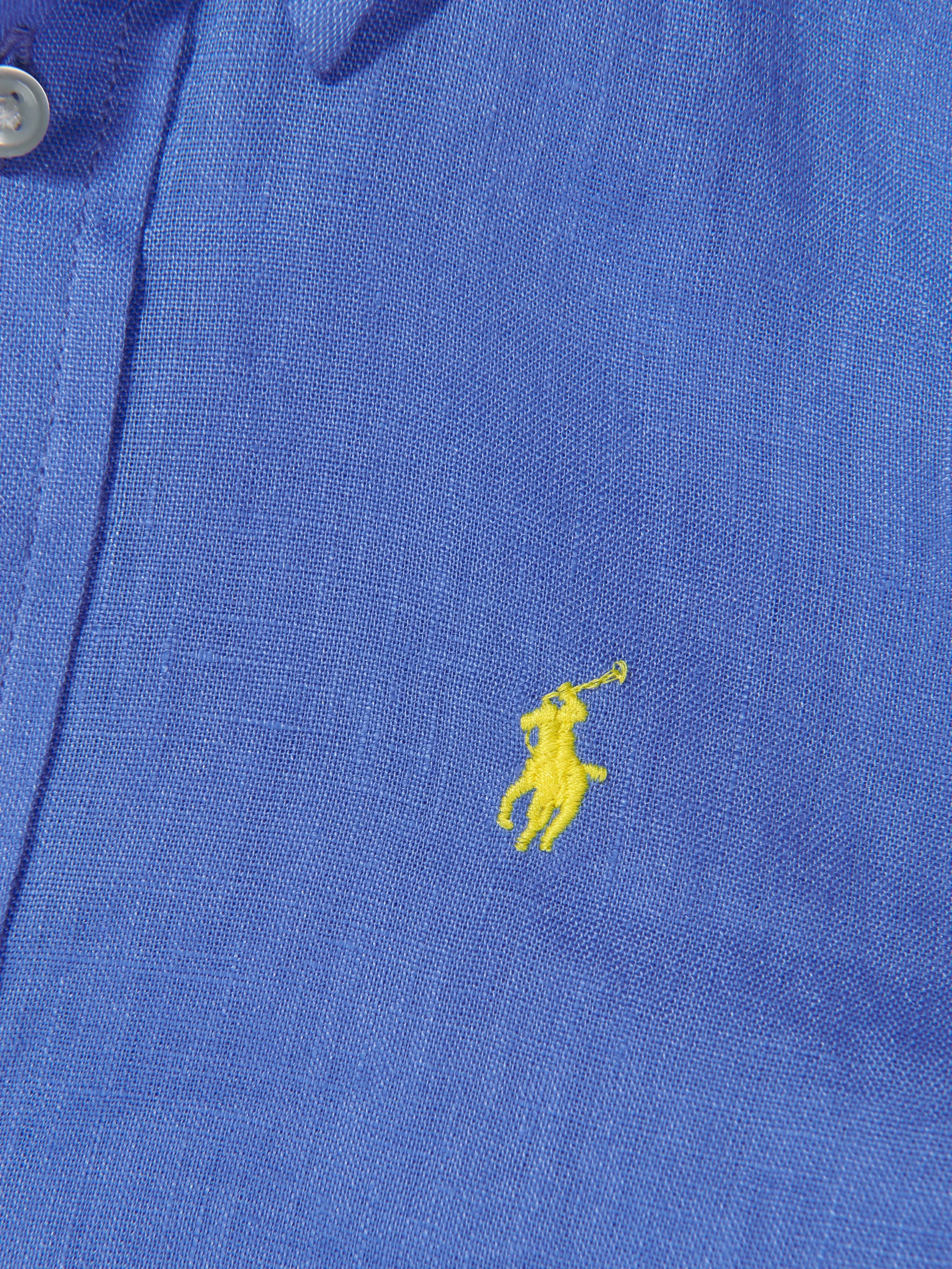 Ralph Lauren Jungen Leinen Logo Hemd in Blau