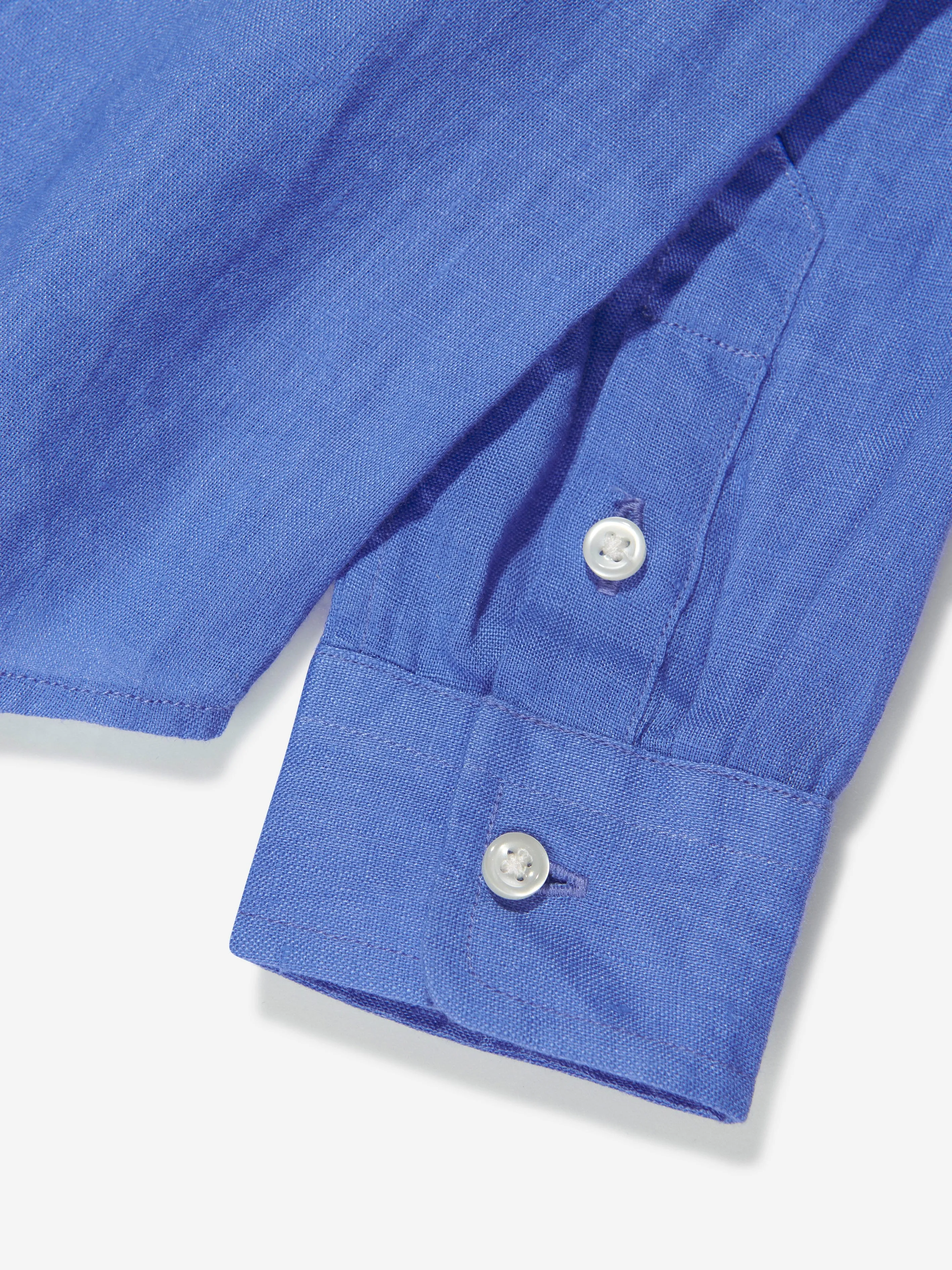 Ralph Lauren Jungen Leinen Logo Hemd in Blau