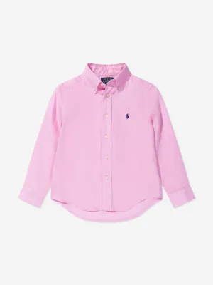 Ralph Lauren Jungen Leinen Logo Hemd in Rosa