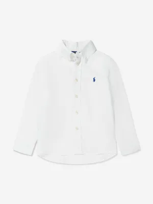Ralph Lauren Jungen Leinenhemd in Weiß