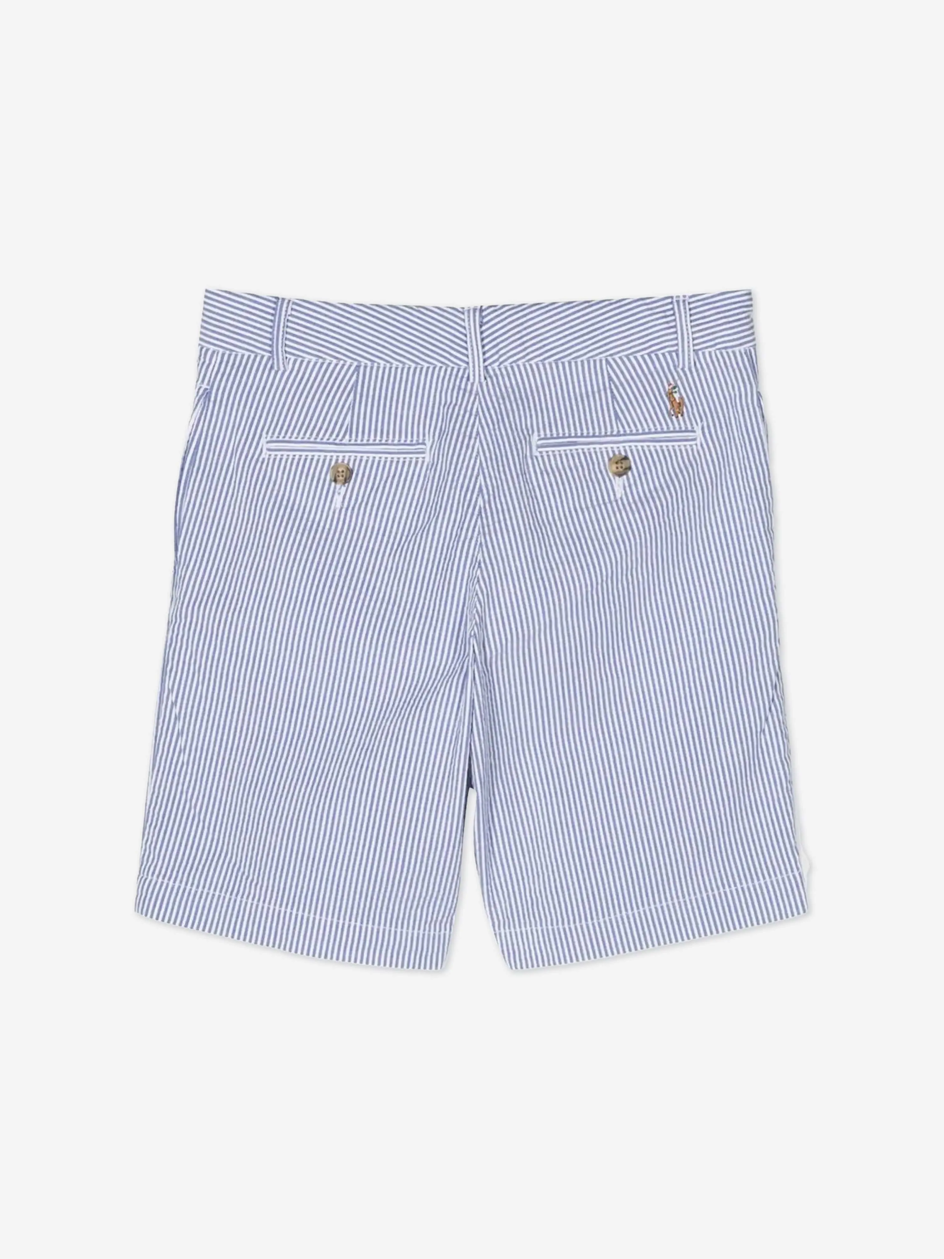 Ralph Lauren Jungen Seersucker Preppy Shorts in Blau