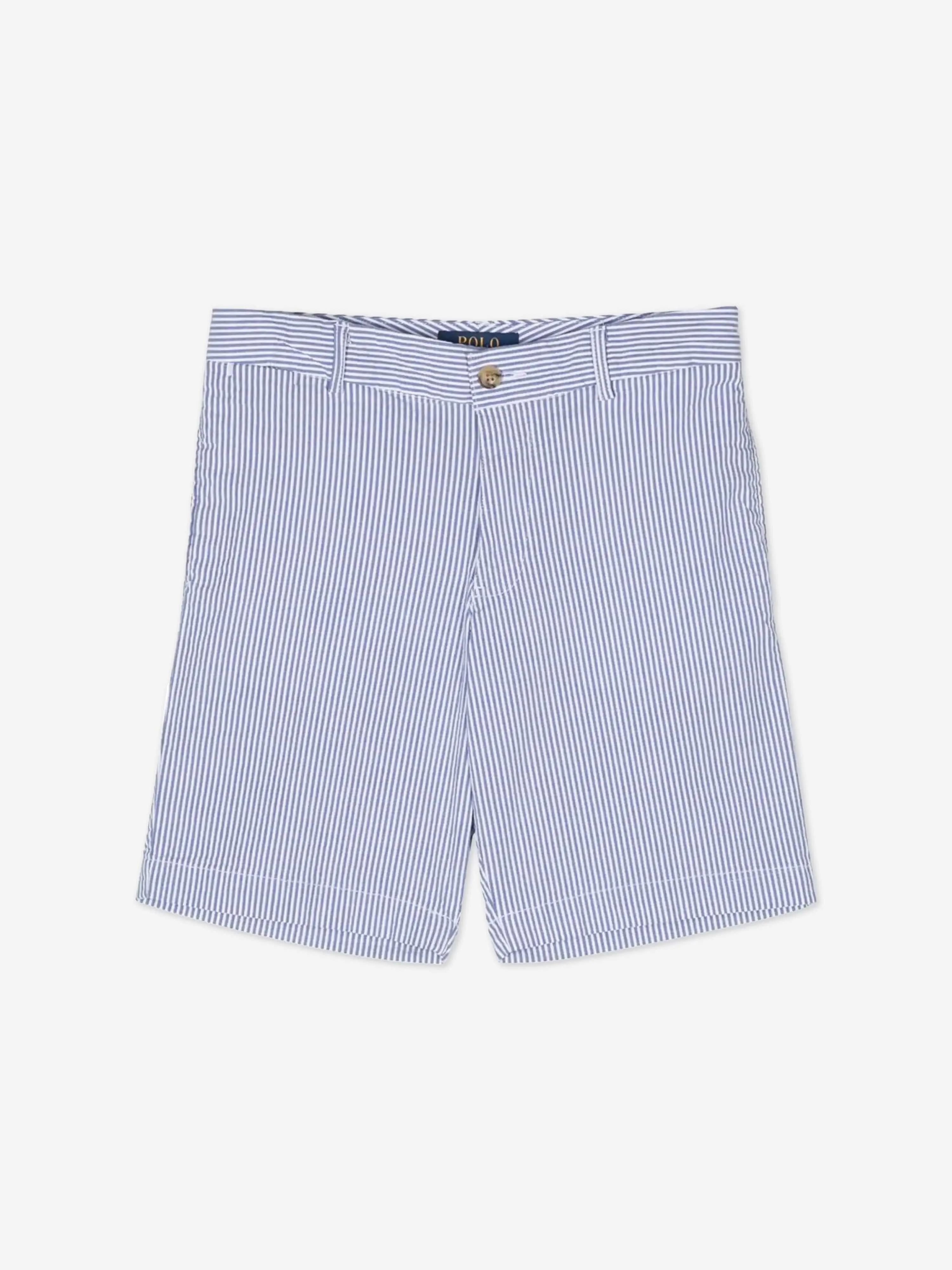 Ralph Lauren Jungen Seersucker Preppy Shorts in Blau