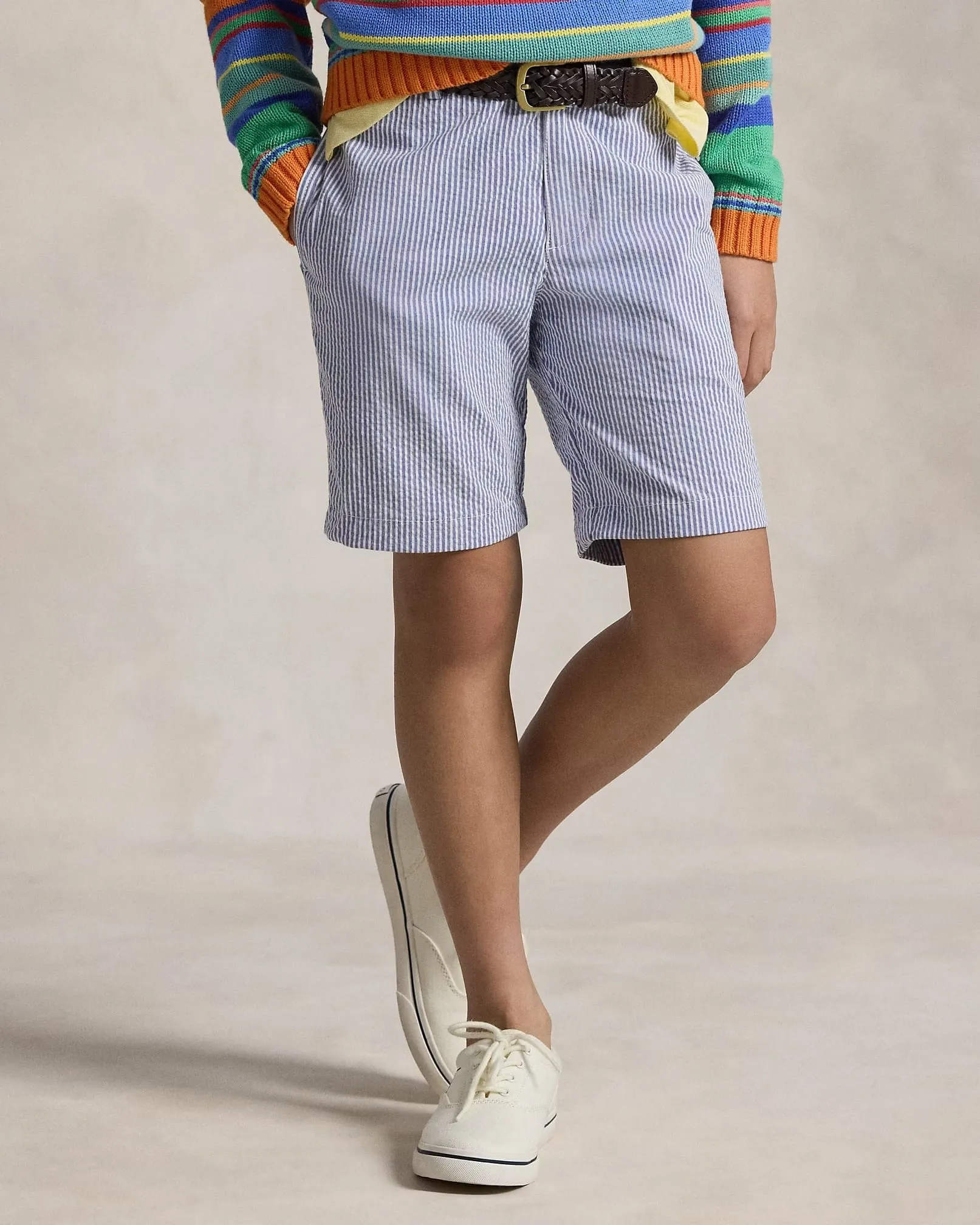 Ralph Lauren Jungen Seersucker Preppy Shorts in Blau