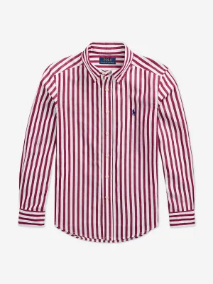 Ralph Lauren Jungen Gestreiftes Logo-Hemd in Rot